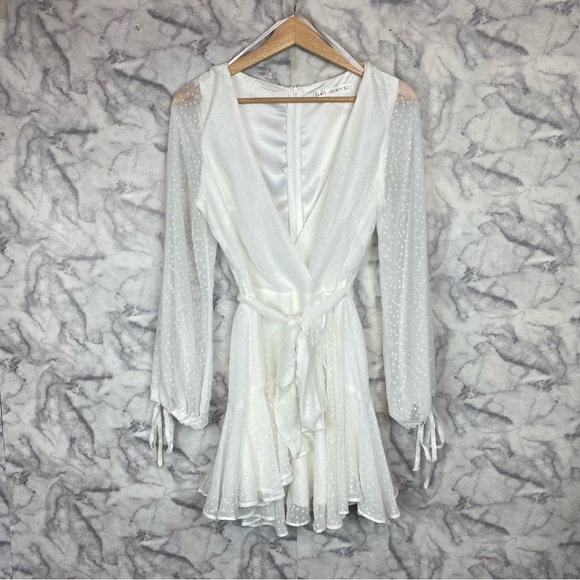 saints + secrets Dresses & Skirts - Saints + Secrets Wrap Dress with Sheer Sleeves